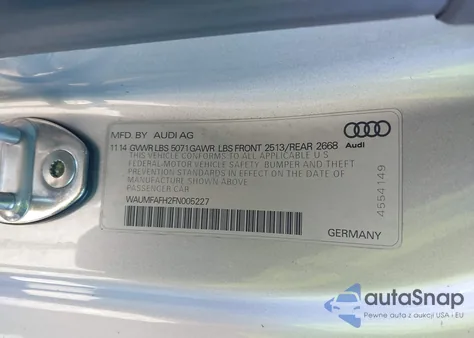 2015 Audi A5 2.0T Premium from USA, damaged, VIN WAUMFAFH2FN005227